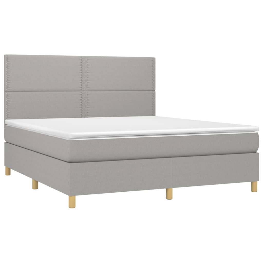 vidaXL Cama com molas/colchão 160x200 cm tecido cinzento-claro