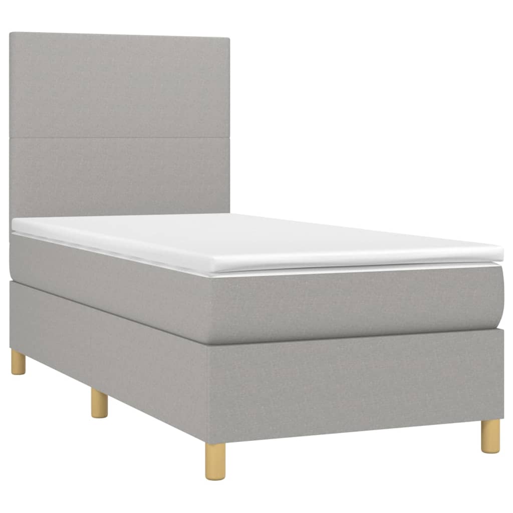 vidaXL Cama com molas/colchão 90x190 cm tecido cinzento-claro