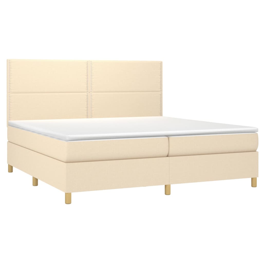 vidaXL Cama com molas/colchão 200x200 cm tecido cor creme