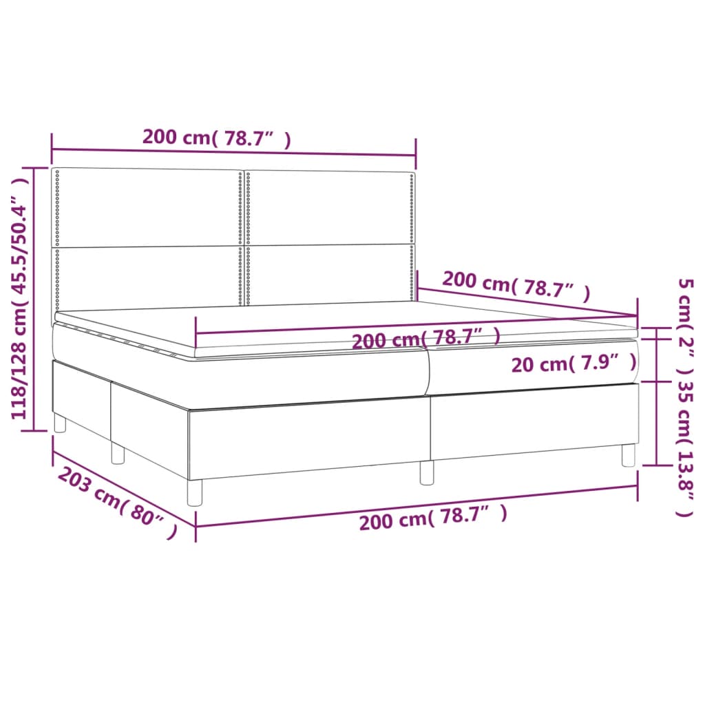 vidaXL Cama com molas/colchão 200x200 cm tecido cor creme