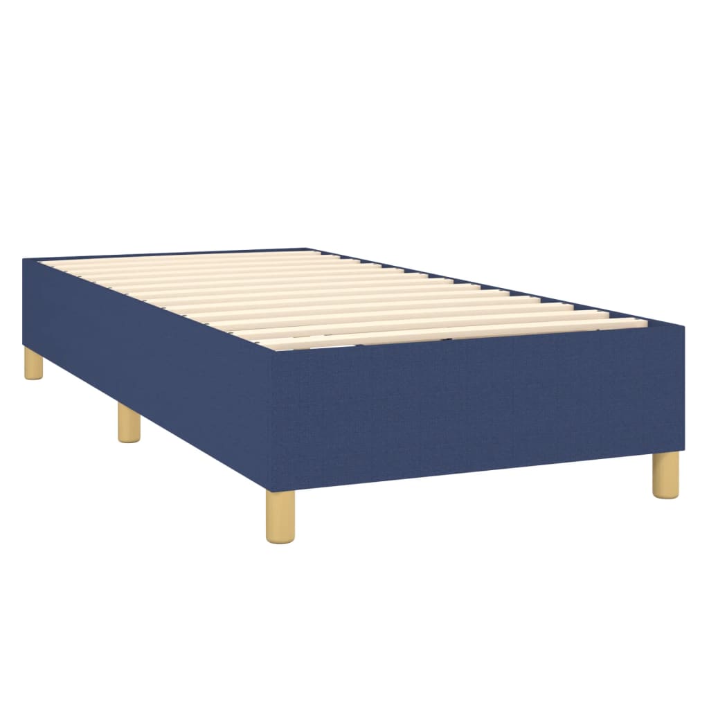 vidaXL Cama com molas/colchão 90x190 cm tecido azul