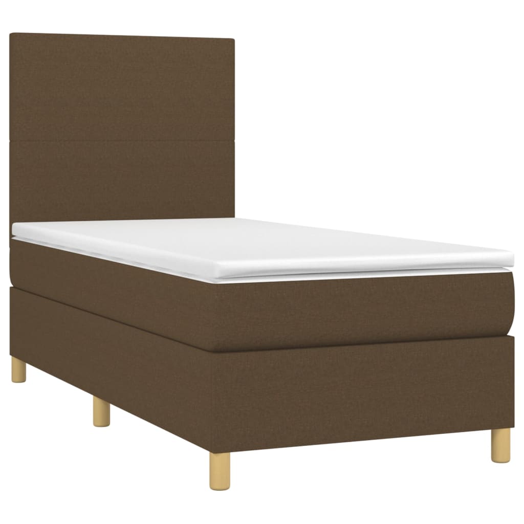 vidaXL Cama com molas/colchão 90x190 cm tecido castanho-escuro