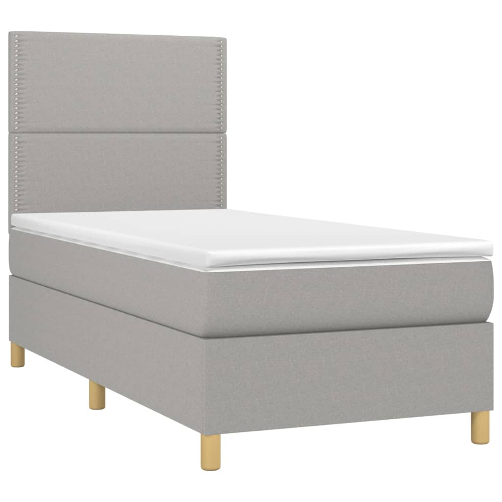 vidaXL Cama com molas/colchão 90x200 cm tecido cinza-claro