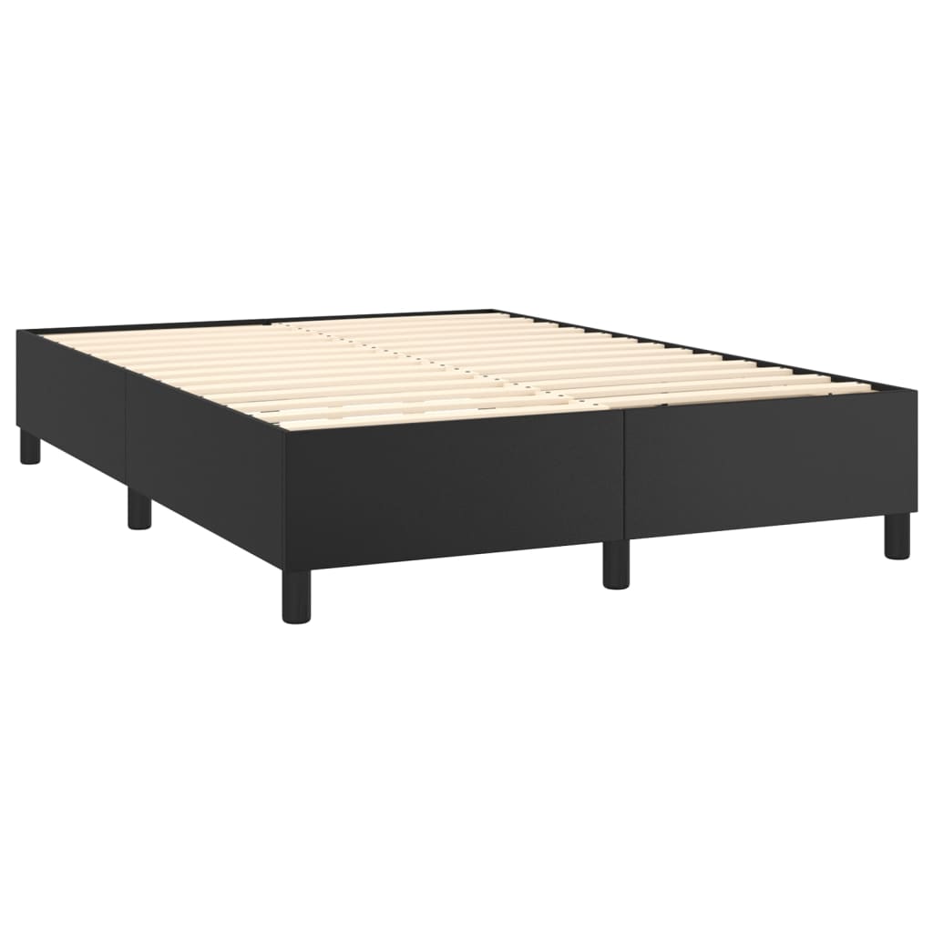 vidaXL Cama com molas/colchão 140x200 cm couro artificial preto