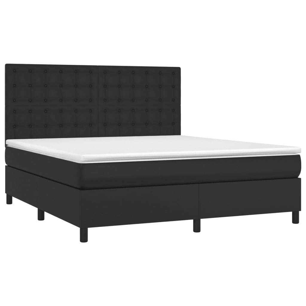 vidaXL Cama com molas/colchão 160x200 cm couro artificial preto