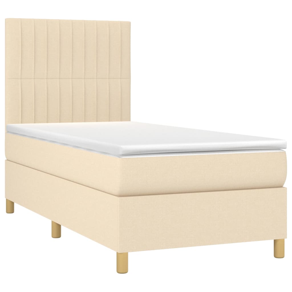 vidaXL Cama com molas/colchão 90x200 cm tecido cor crème