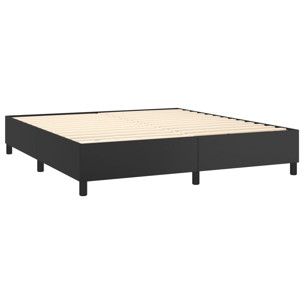 vidaXL Cama com molas/colchão 180x200 cm couro artificial preto