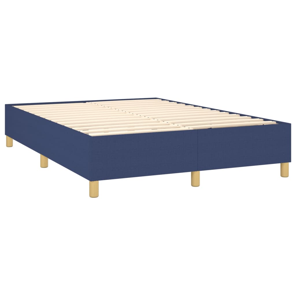 vidaXL Cama com molas/colchão 140x190 cm tecido azul