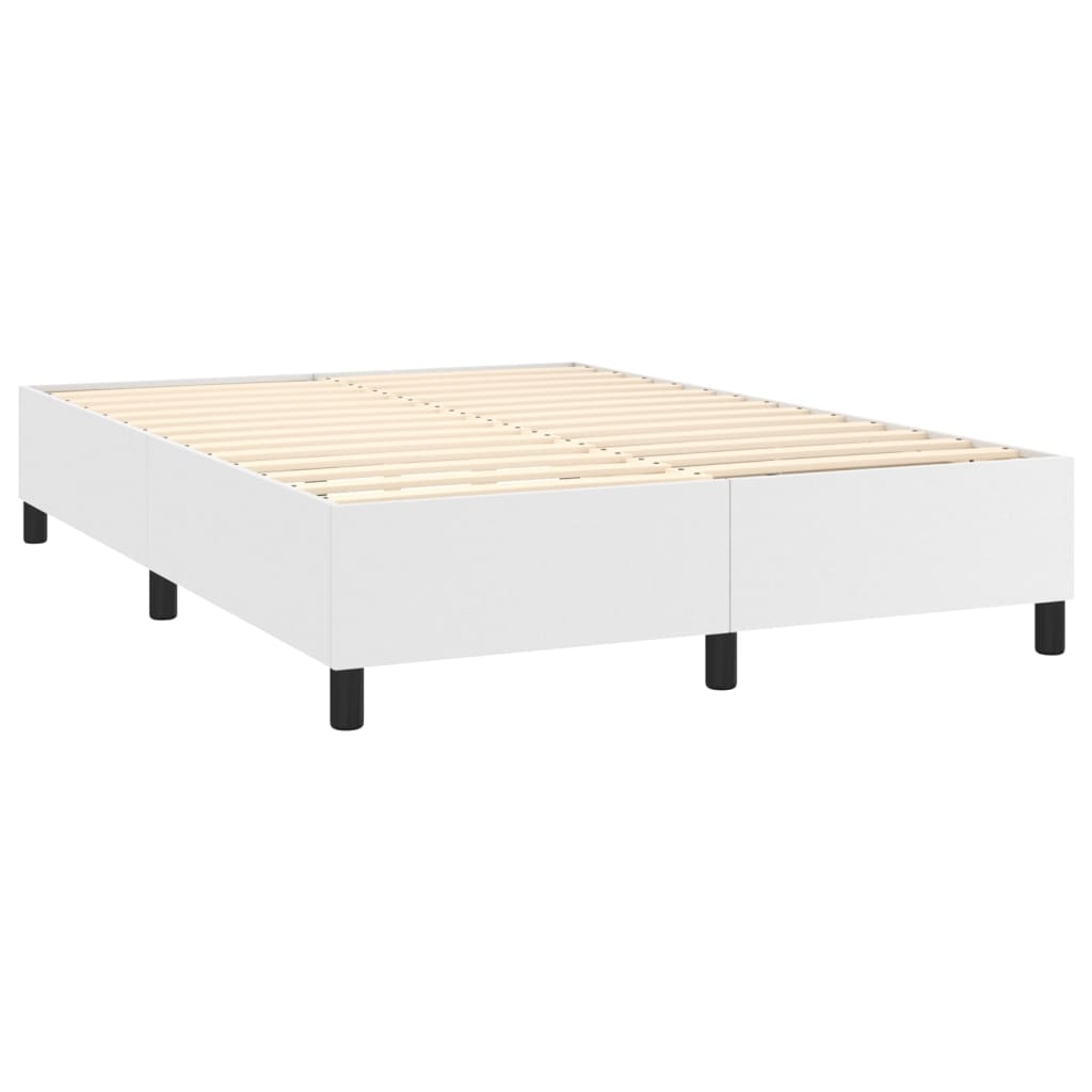 vidaXL Cama com molas/colchão 140x190 cm couro artificial branco