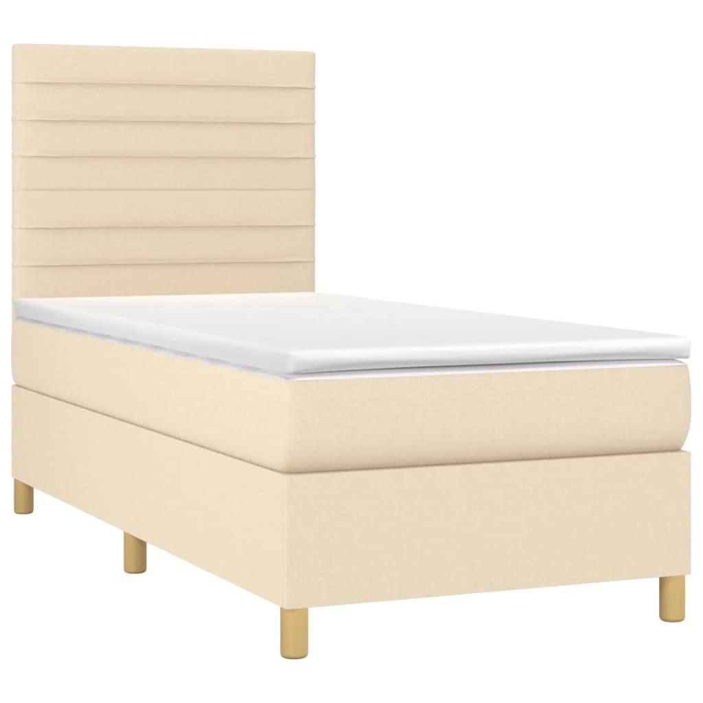 vidaXL Cama com molas/colchão 80x200 cm tecido cor crème