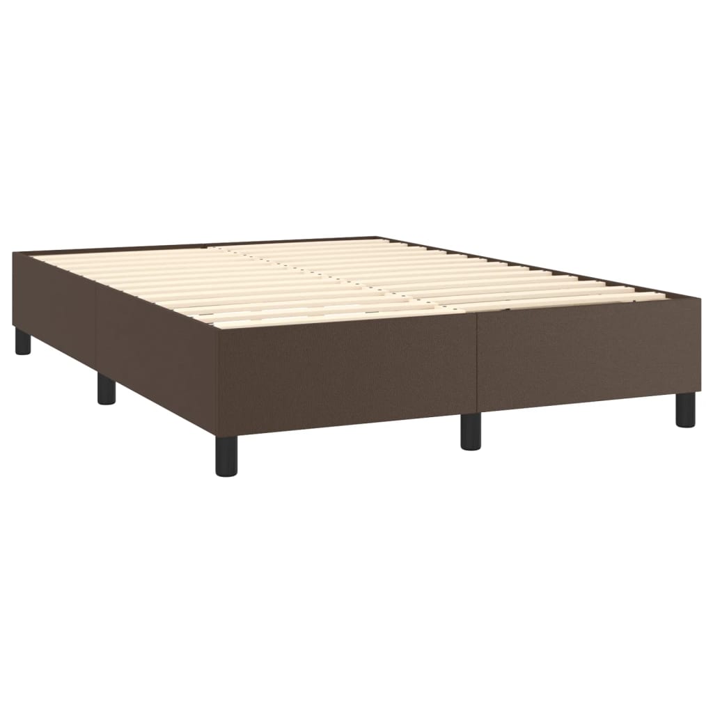 vidaXL Cama com molas/colchão 140x200 cm couro artificial castanho