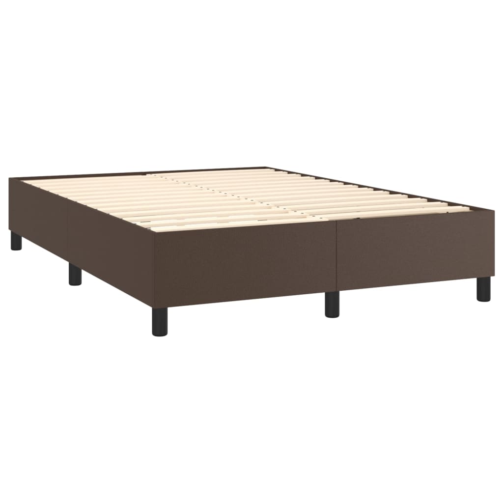 vidaXL Cama com molas/colchão 140x190 cm couro artificial castanho