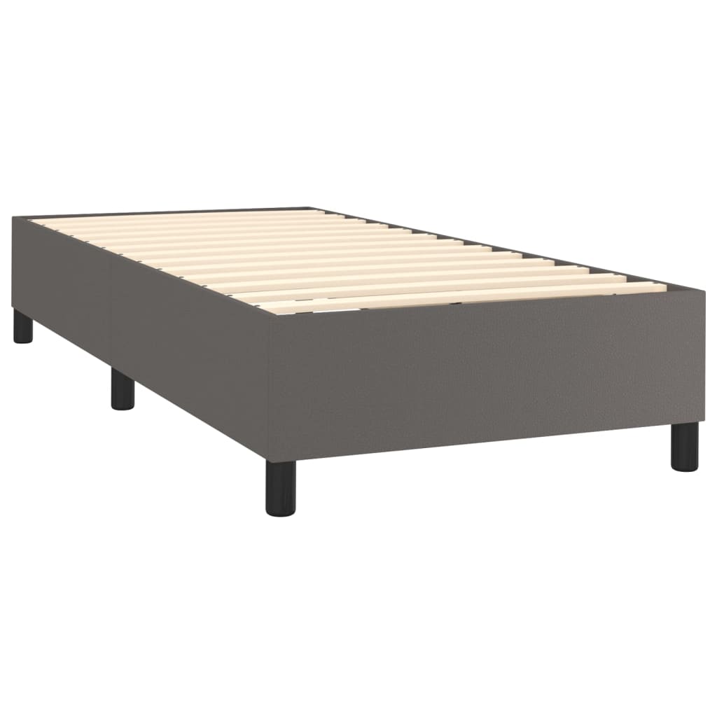 vidaXL Cama com molas/colchão 90x190 cm couro artificial cinzento