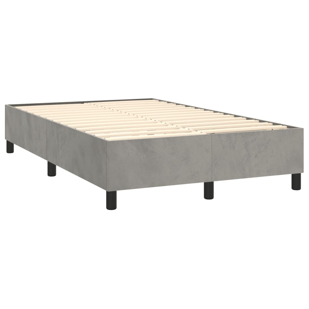 vidaXL Cama boxspring c/ colchão 120x200 cm veludo cinzento-claro