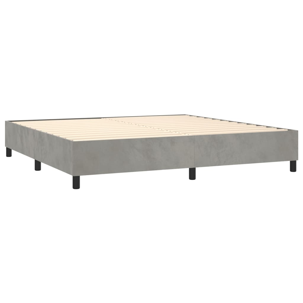 vidaXL Cama com molas/colchão 200x200 cm veludo cinzento-claro