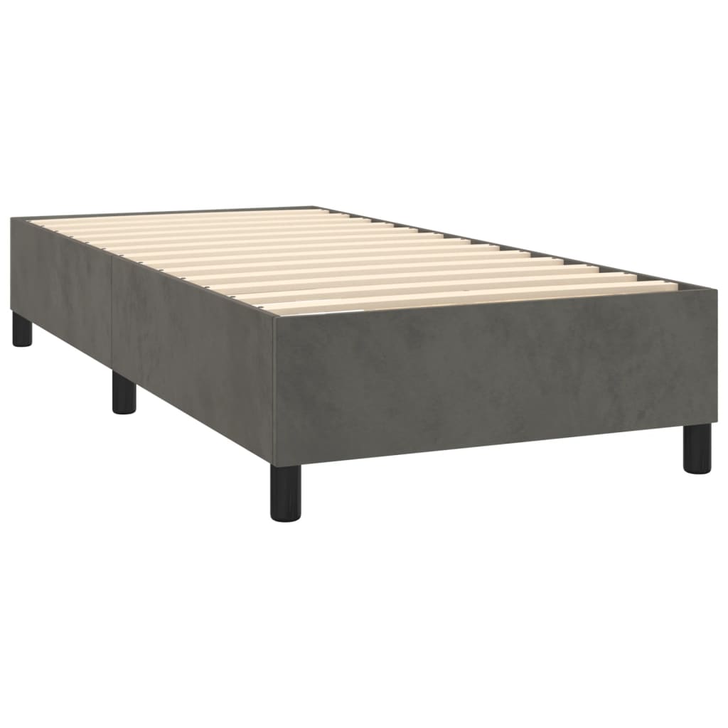 vidaXL Cama com molas/colchão 80x200 cm veludo cinza-escuro