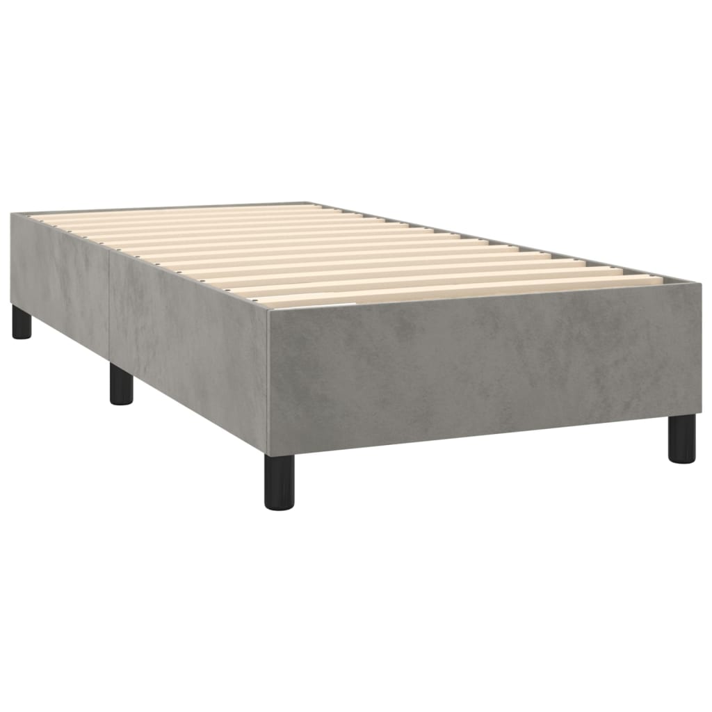 vidaXL Cama com molas/colchão 90x190 cm veludo cinza-claro