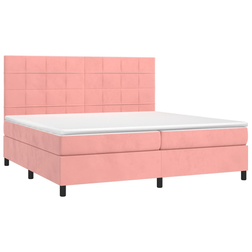 vidaXL Cama com molas/colchão 200x200 cm veludo rosa