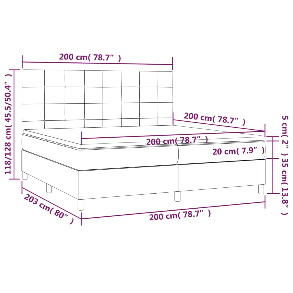 vidaXL Cama com molas/colchão 200x200 cm veludo rosa