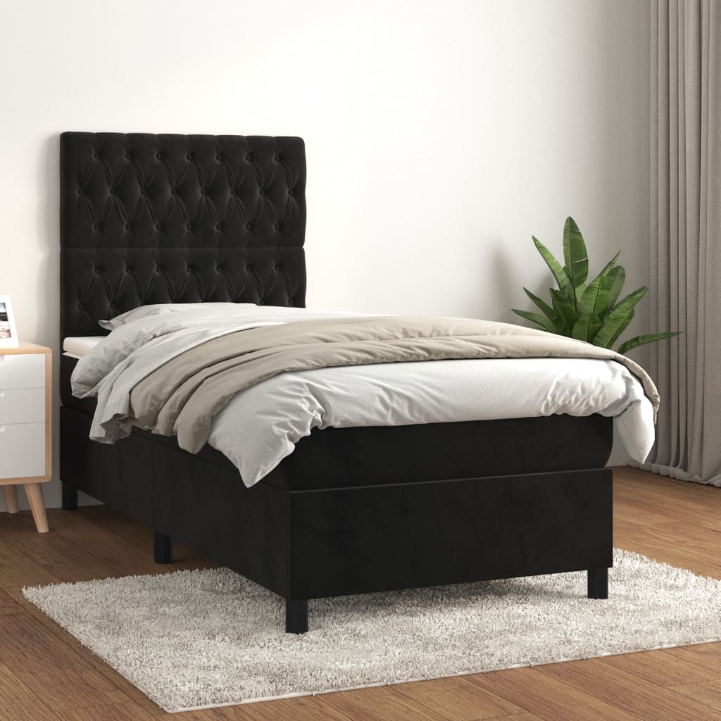 vidaXL Cama com molas/colchão 80x200 cm veludo preto