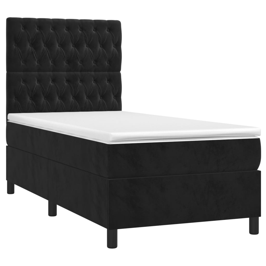 vidaXL Cama com molas/colchão 80x200 cm veludo preto