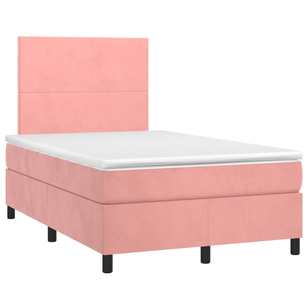 vidaXL Cama boxspring com colchão 120x200 cm veludo rosa