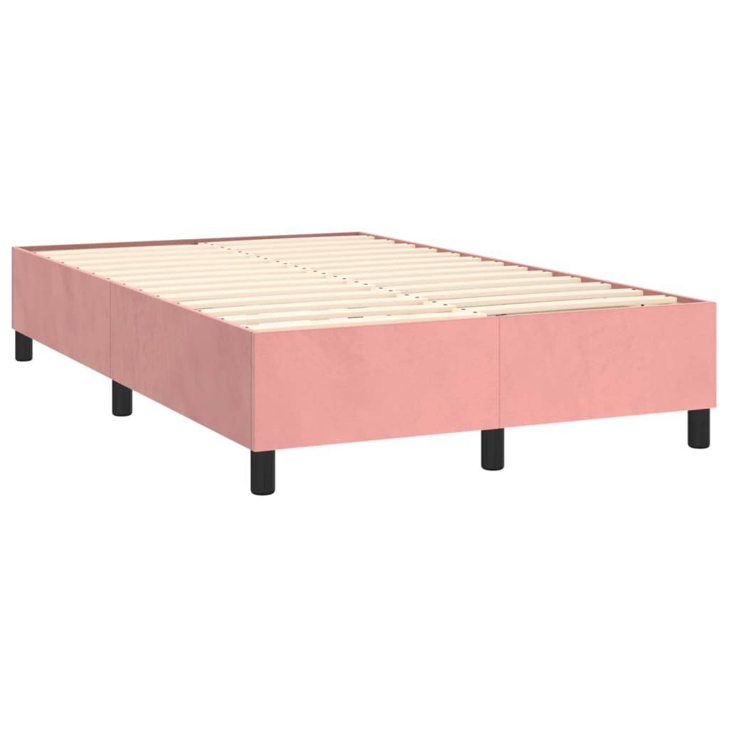 vidaXL Cama boxspring com colchão 120x200 cm veludo rosa