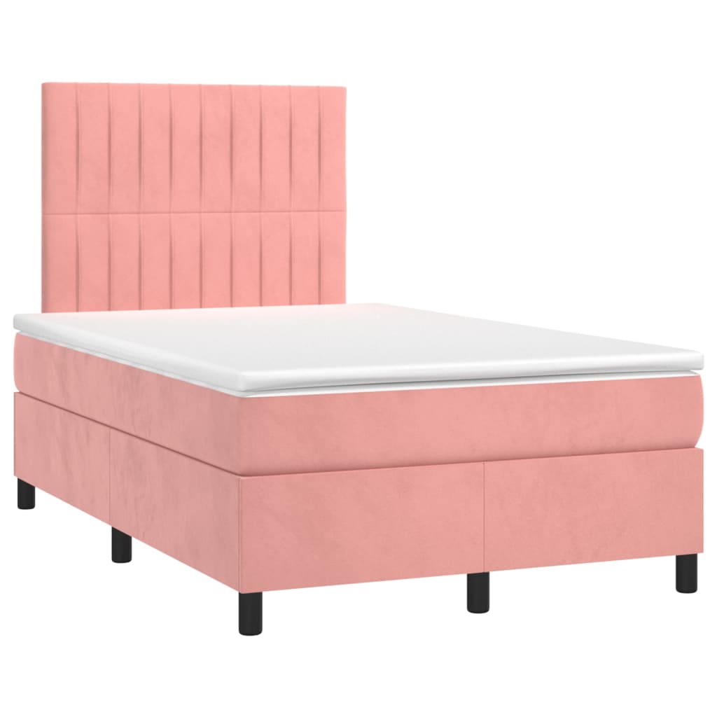 vidaXL Cama boxspring com colchão 120x200 cm veludo rosa