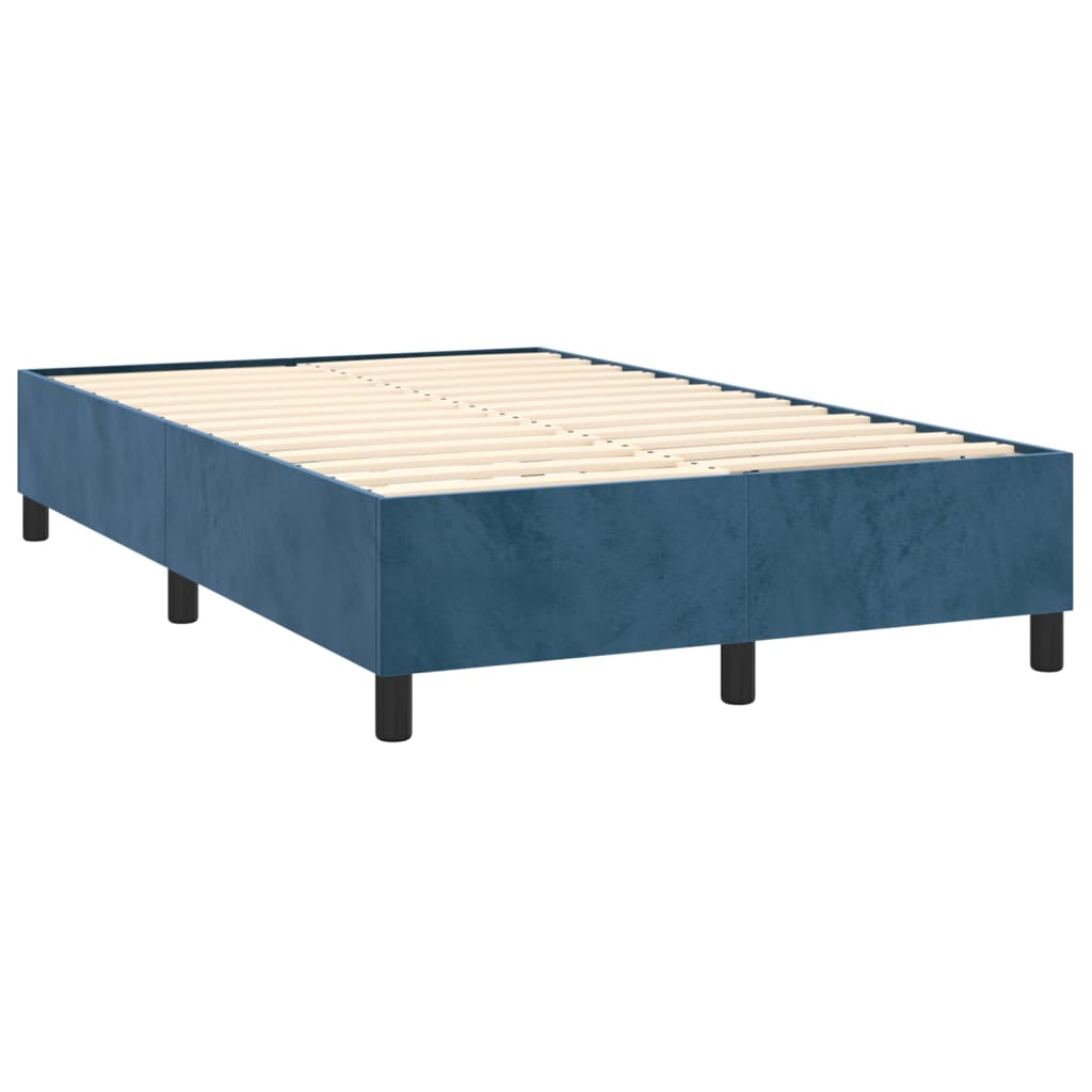 vidaXL Cama boxspring com colchão 120x200 cm veludo azul-escuro