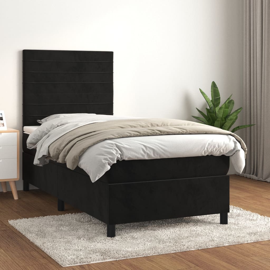 vidaXL Cama com molas/colchão 90x190 cm veludo preto