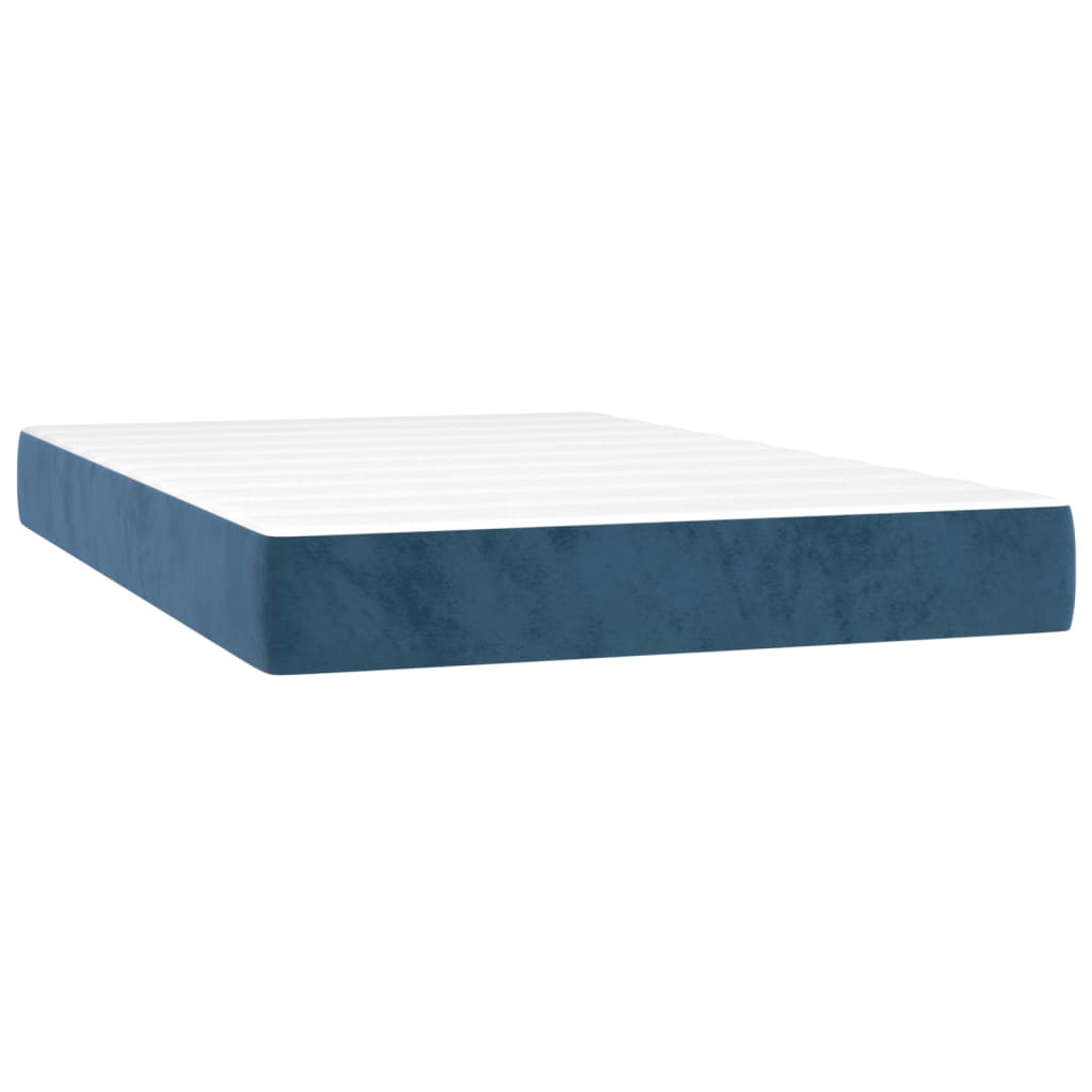 vidaXL Cama boxspring com colchão 120x200 cm veludo azul-escuro