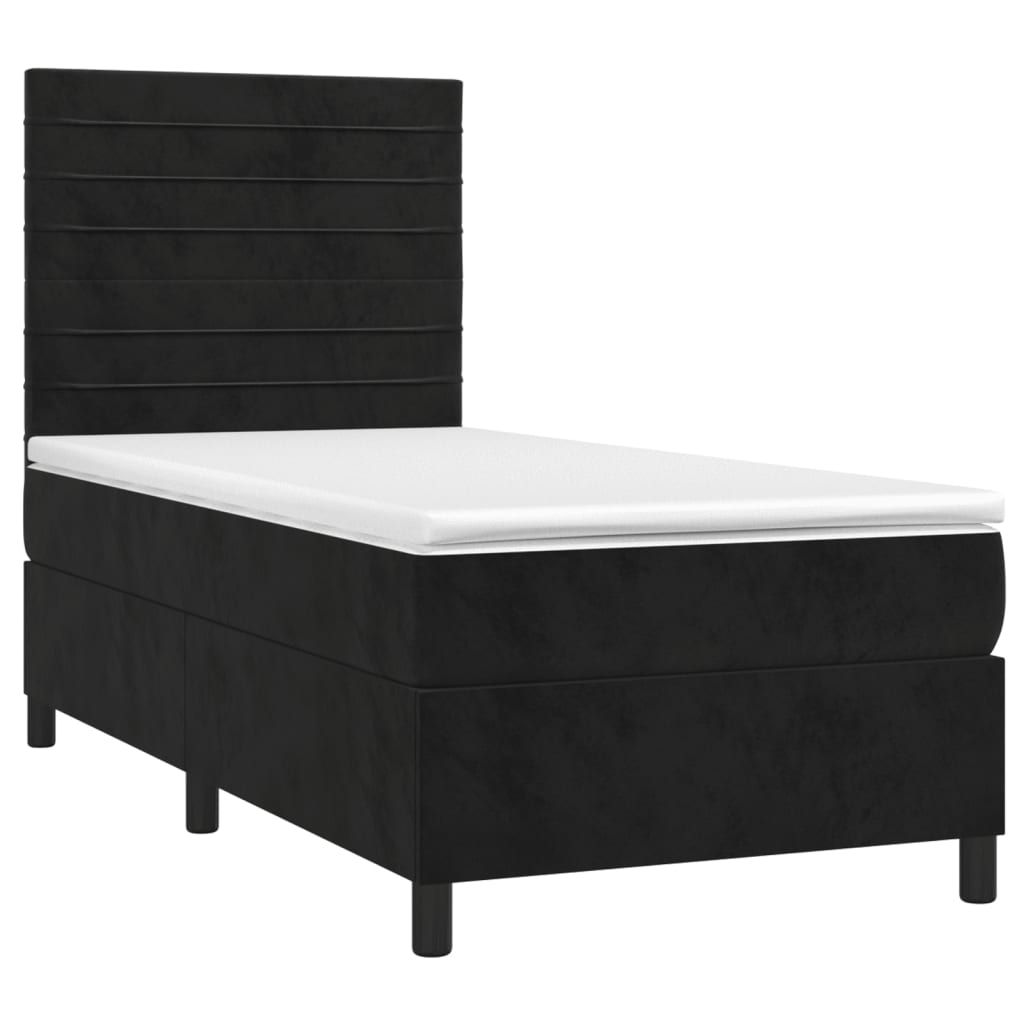 vidaXL Cama com molas/colchão 90x190 cm veludo preto