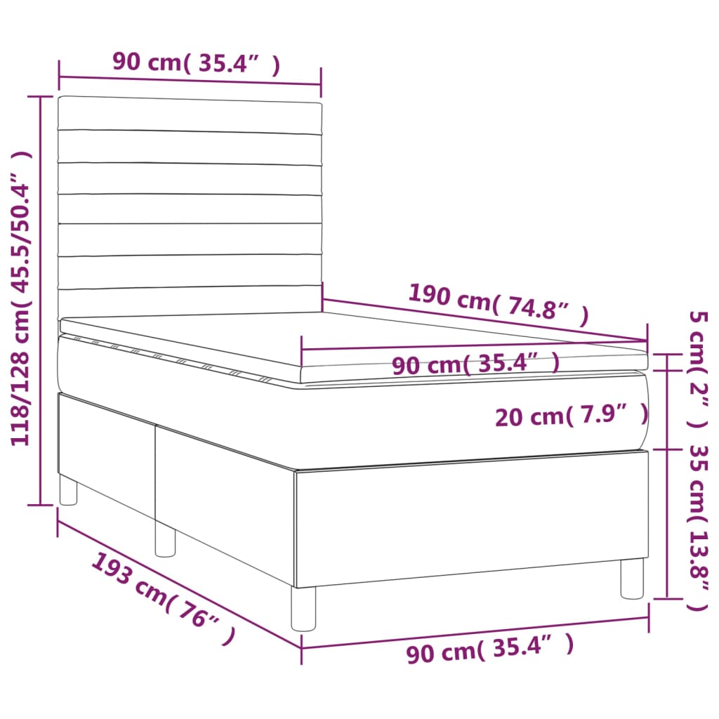 vidaXL Cama com molas/colchão 90x190 cm veludo preto