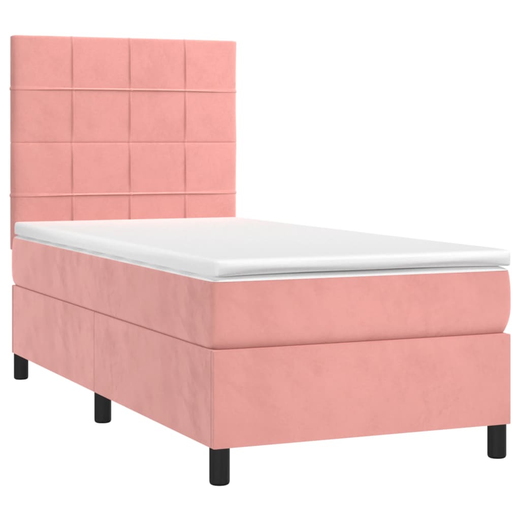 vidaXL Cama com molas/colchão 80x200 cm veludo rosa