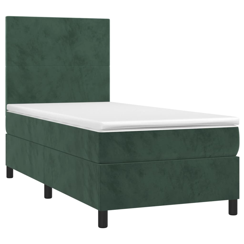 vidaXL Cama com molas/colchão 80x200 cm veludo verde-escuro