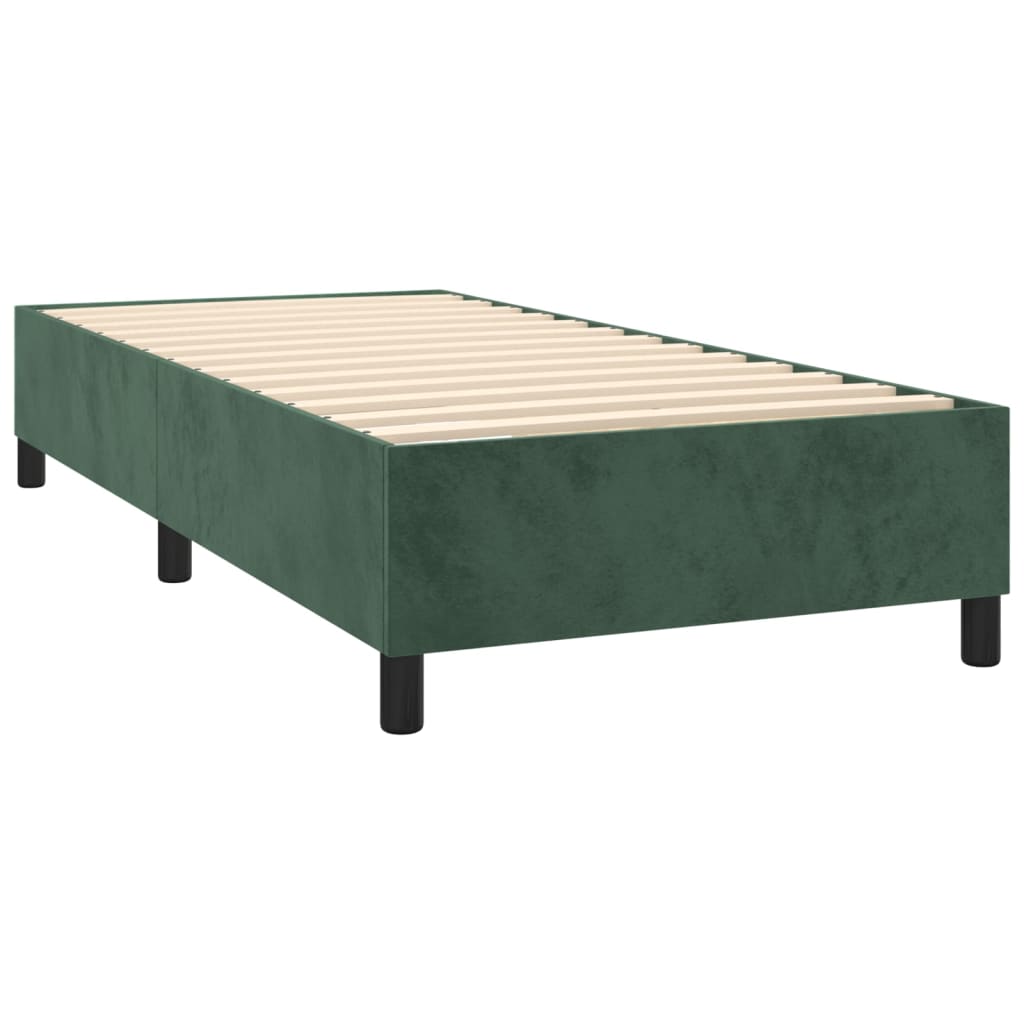 vidaXL Cama com molas/colchão 80x200 cm veludo verde-escuro