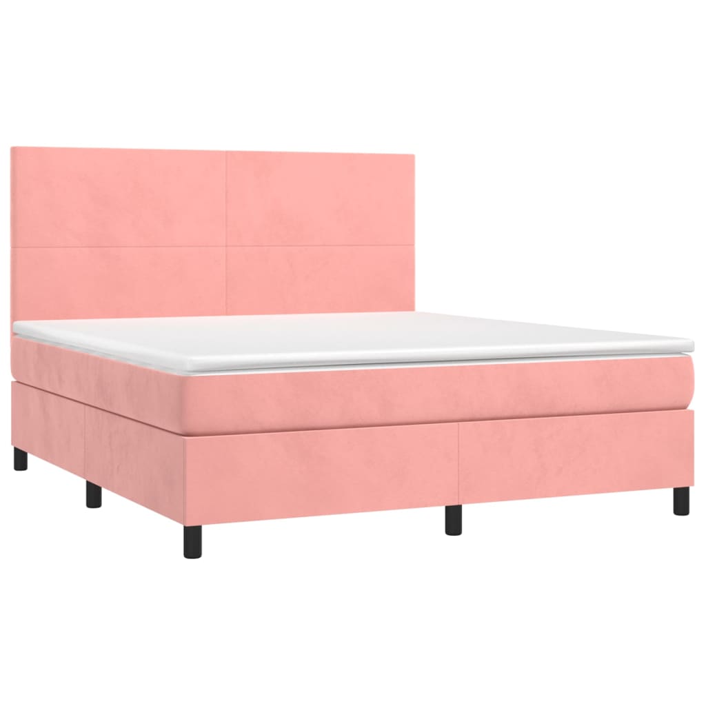 vidaXL Cama com molas/colchão 160x200 cm veludo rosa