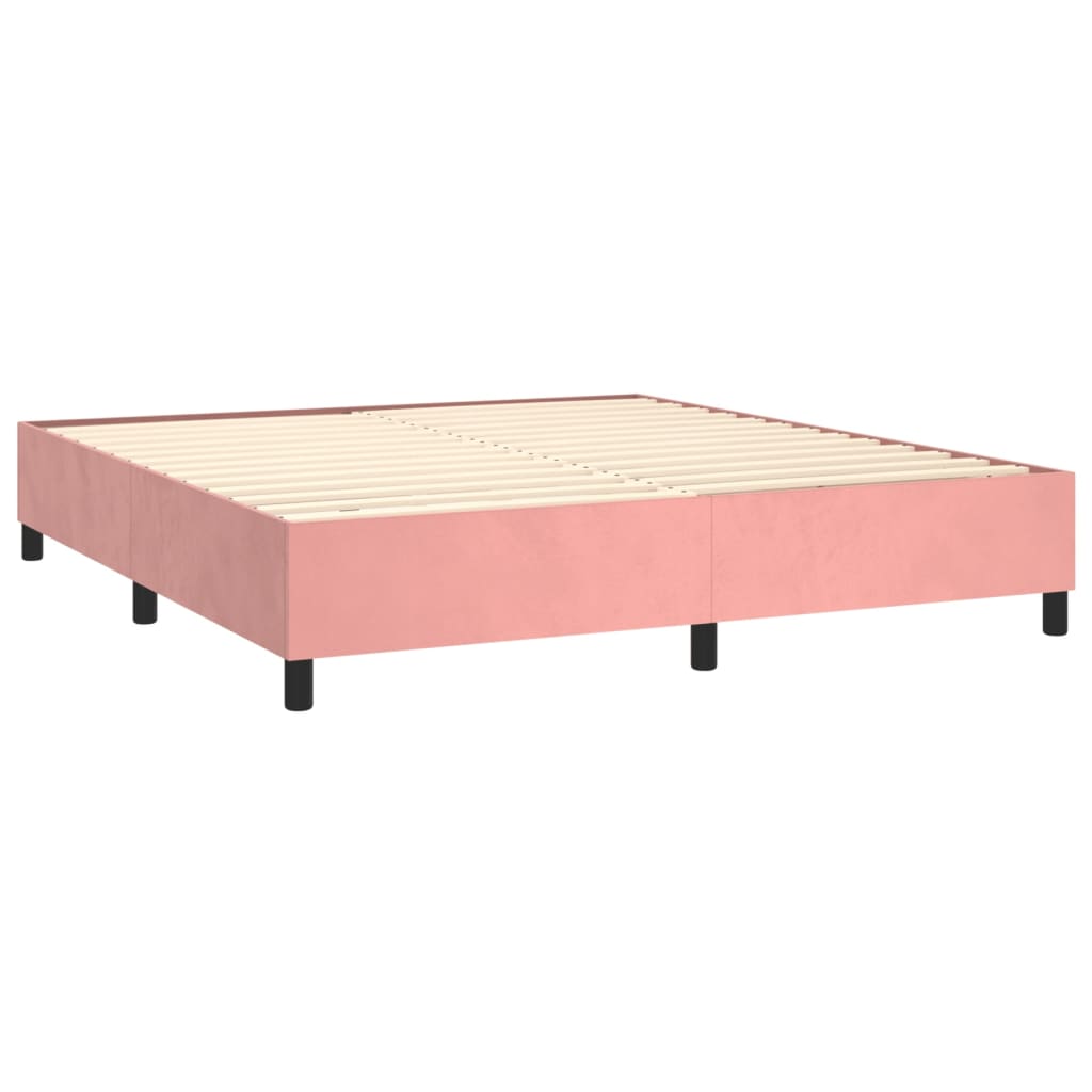 vidaXL Cama com molas/colchão 160x200 cm veludo rosa