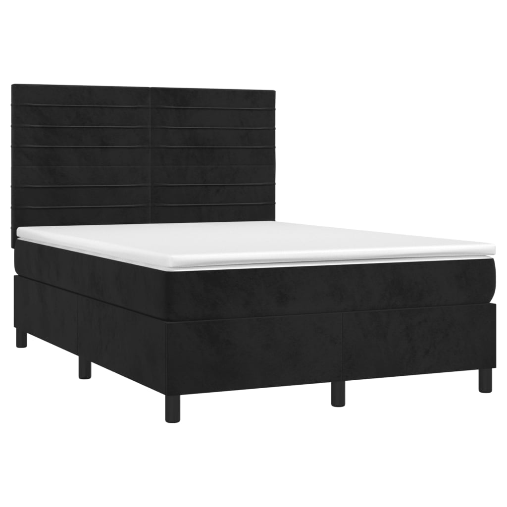 vidaXL Cama com molas/colchão 140x190 cm veludo preto