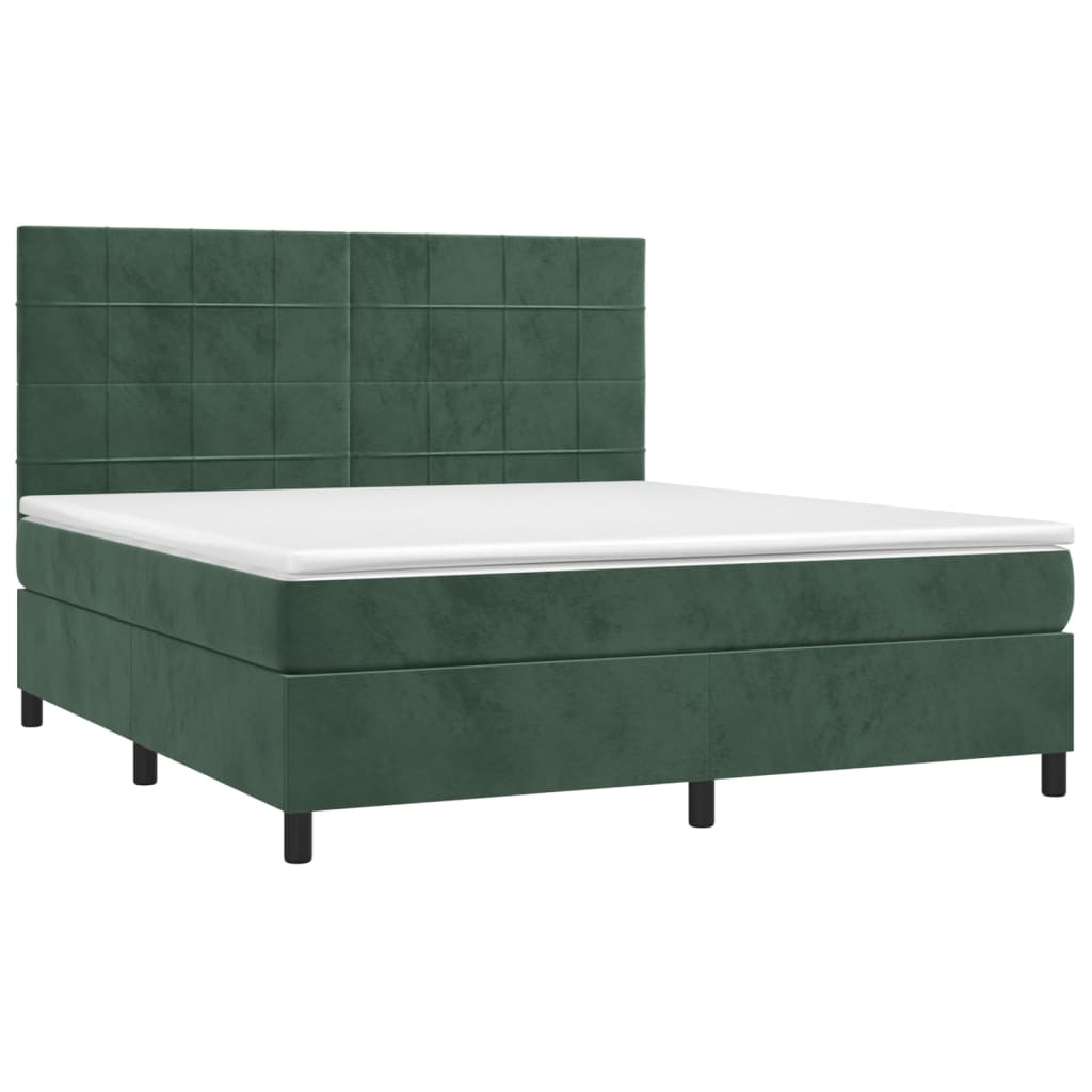 vidaXL Cama com molas/colchão 160x200 cm veludo verde-escuro