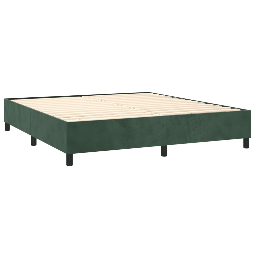 vidaXL Cama com molas/colchão 160x200 cm veludo verde-escuro