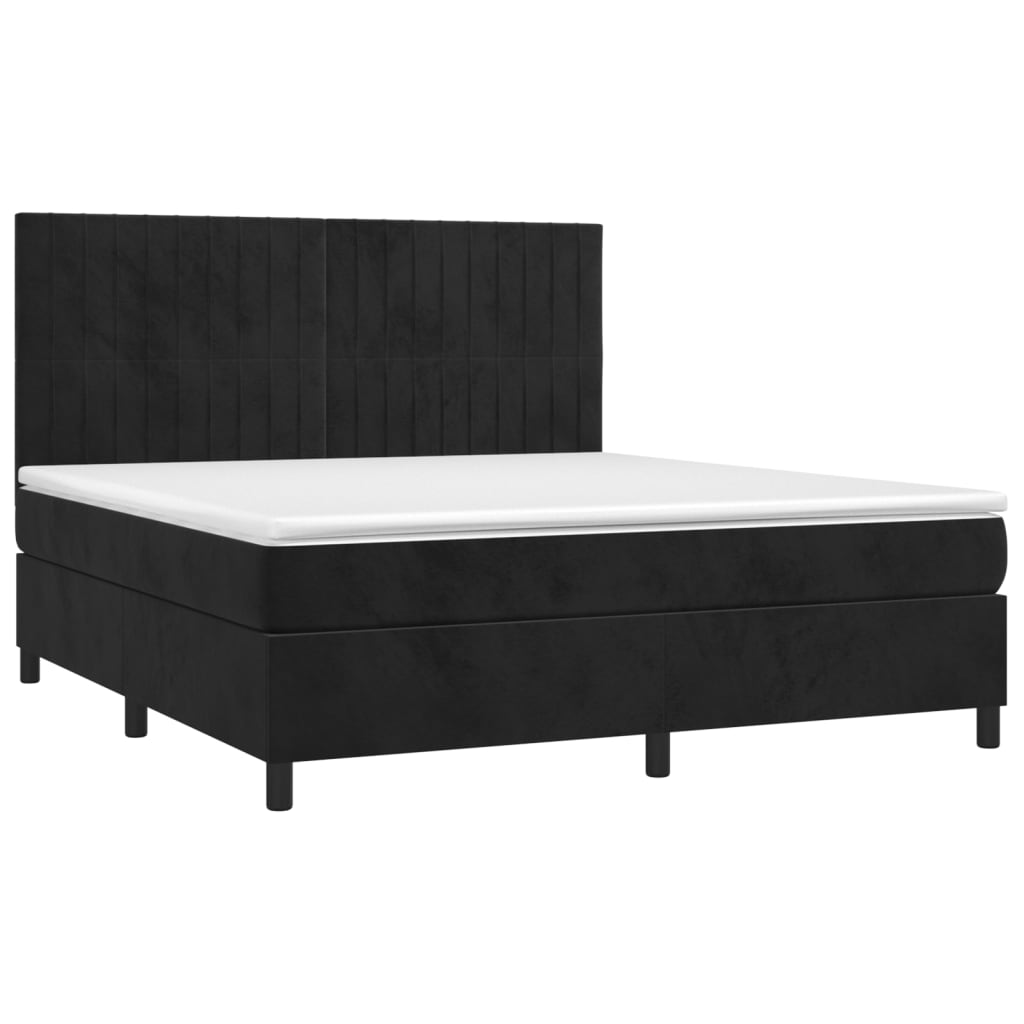 vidaXL Cama com molas/colchão 180x200 cm veludo preto