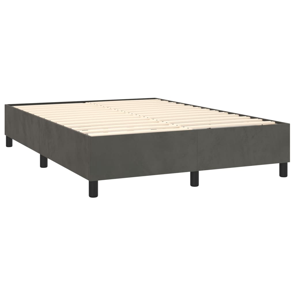 vidaXL Cama com molas/colchão 140x190 cm veludo cinzento-escuro