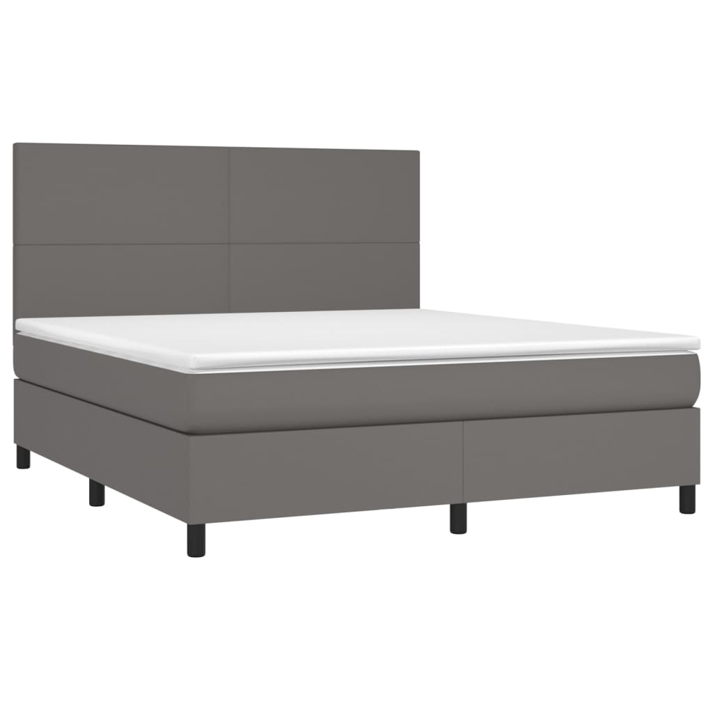 vidaXL Cama com molas/colchão 180x200 cm couro artificial cinza