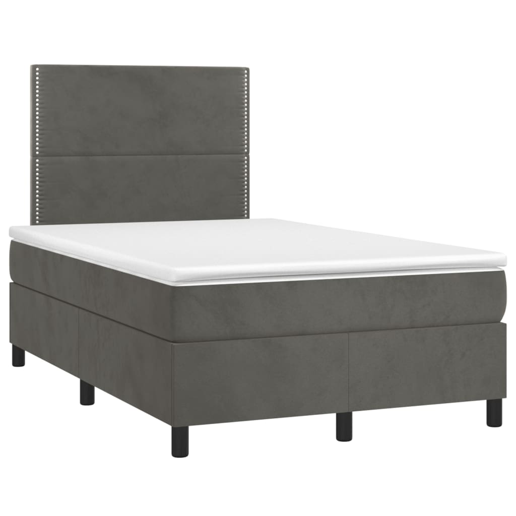 vidaXL Cama boxspring com colchão 120x200 cm veludo cinzento-escuro