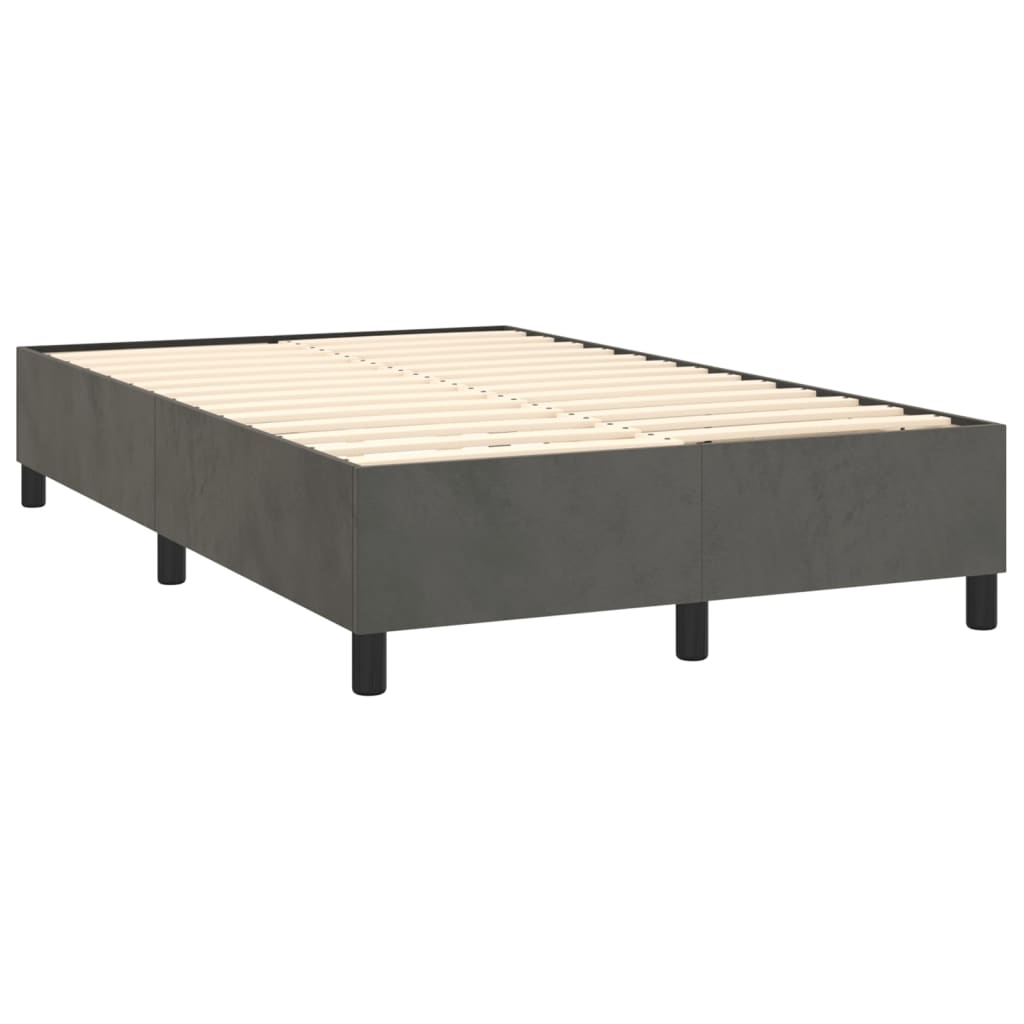 vidaXL Cama boxspring com colchão 120x200 cm veludo cinzento-escuro