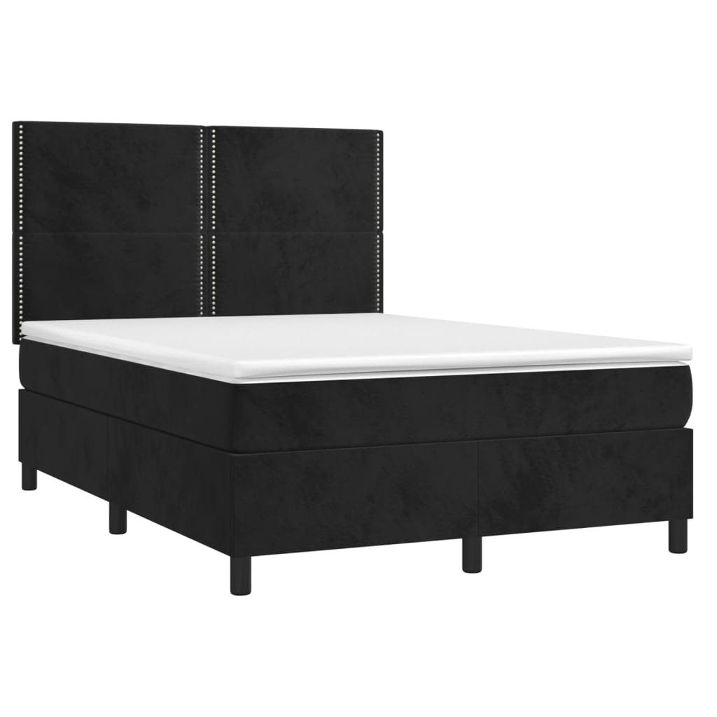 vidaXL Cama com molas/colchão 140x190 cm veludo preto