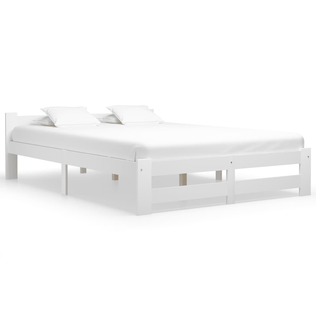 vidaXL Estrutura de cama 140x200 cm pinho maciço branco