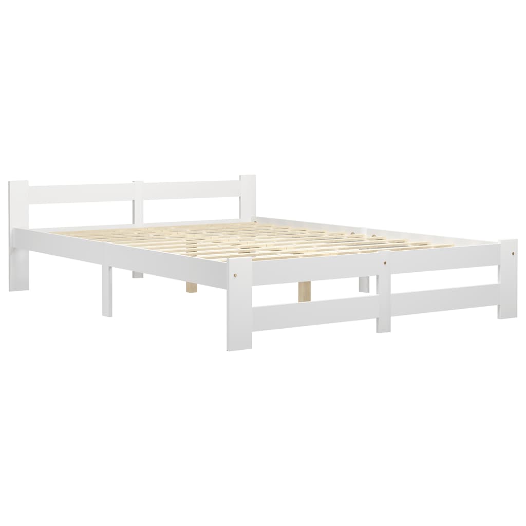 vidaXL Estrutura de cama 140x200 cm pinho maciço branco