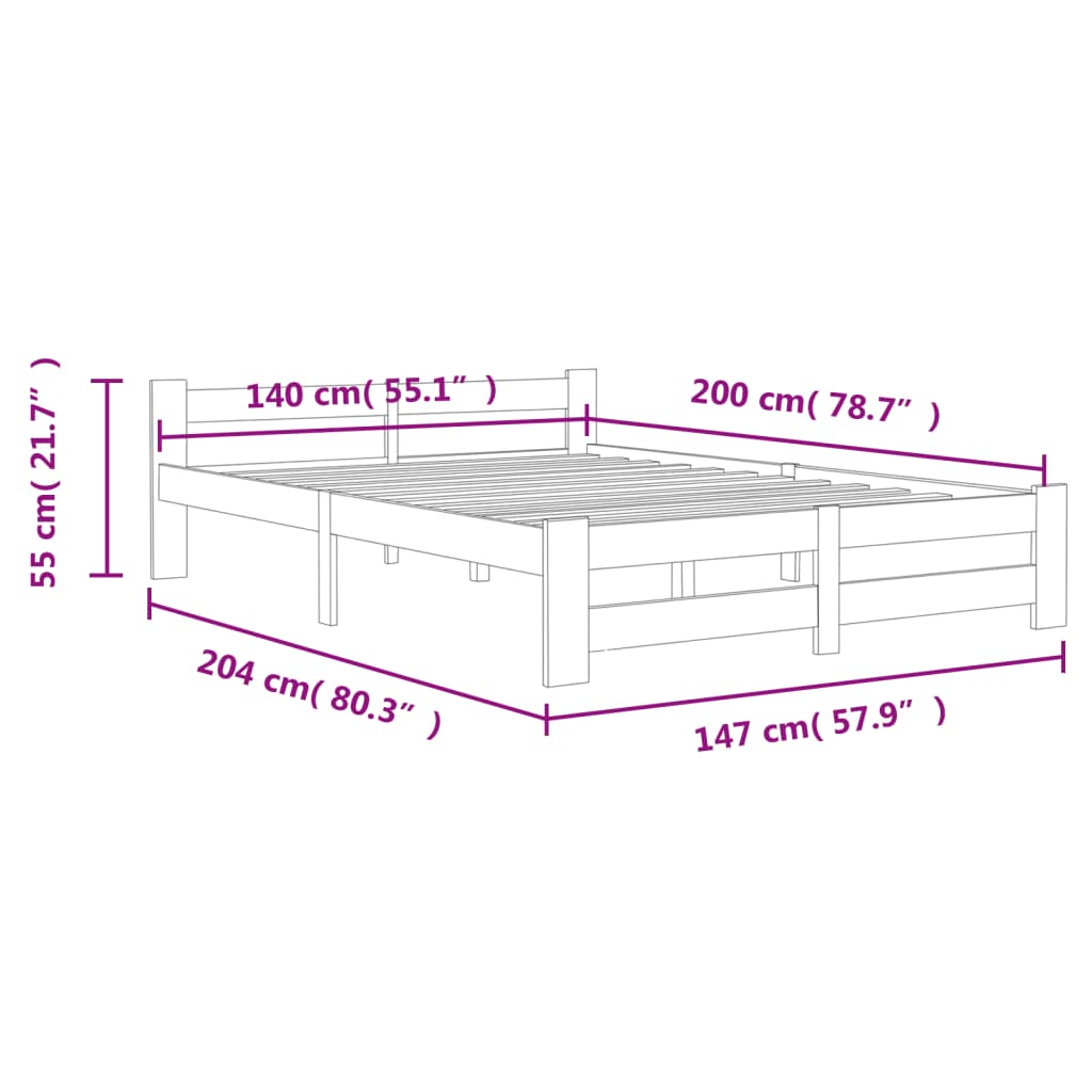 vidaXL Estrutura de cama 140x200 cm pinho maciço branco